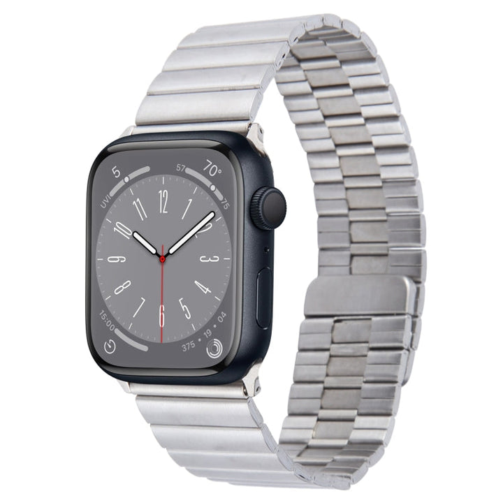 Lisslune | For Apple Watch Series 8 45mm Bamboo Stainless Steel Magnetic Wristwatch (Silver)