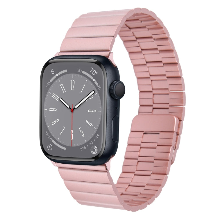 Lisslune | For Apple Watch Series 8 45mm Bamboo Stainless Steel Magnetic Watch Band (Pink)