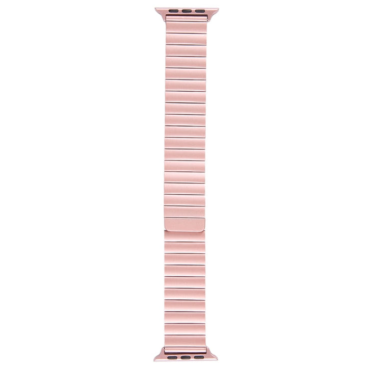 Lisslune | For Apple Watch Series 8 45mm Bamboo Stainless Steel Magnetic Watch Band (Pink)