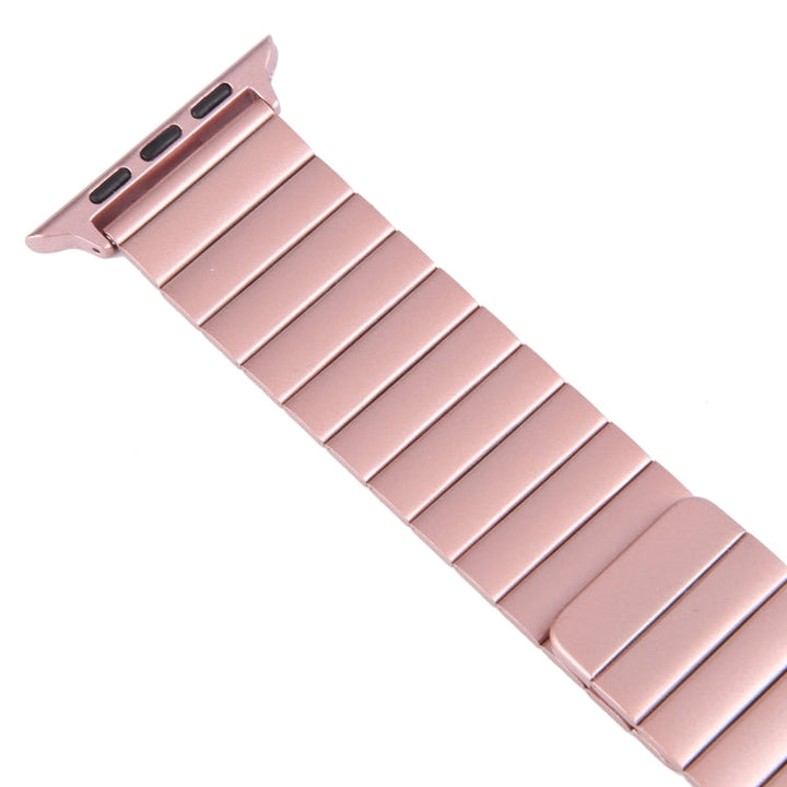 Lisslune | For Apple Watch Series 8 45mm Bamboo Stainless Steel Magnetic Watch Band (Pink)