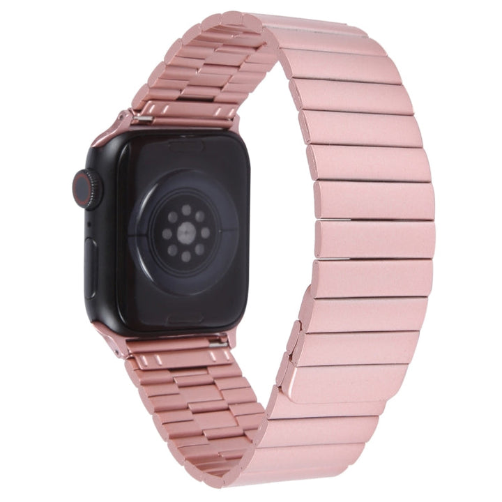 Lisslune | For Apple Watch Series 8 45mm Bamboo Stainless Steel Magnetic Watch Band (Pink)