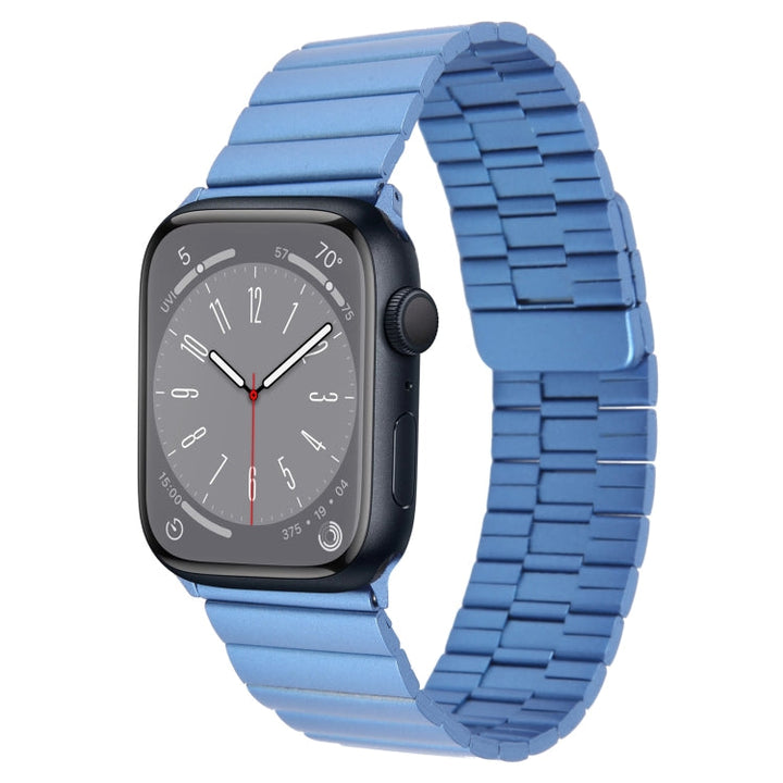Lisslune | For Apple Watch Series 8 45mm Bamboo Stainless Steel Magnetic Watch Band (Blue)