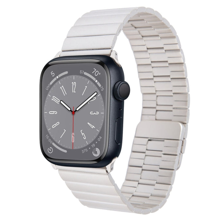 Lisslune | For Apple Watch Series 8 45mm Bamboo Stainless Steel Magnetic Watch Band (Starlight)