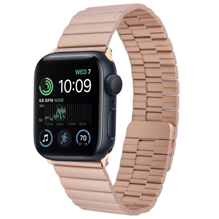 Lisslune | For Apple Watch SE 2022 44mm Bamboo Stainless Steel Magnetic Watch Band (Rose Gold)