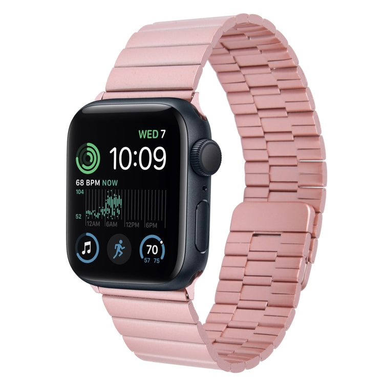 Lisslune | For Apple Watch SE 2022 44mm Bamboo Stainless Steel Magnetic Watch Band (Pink)