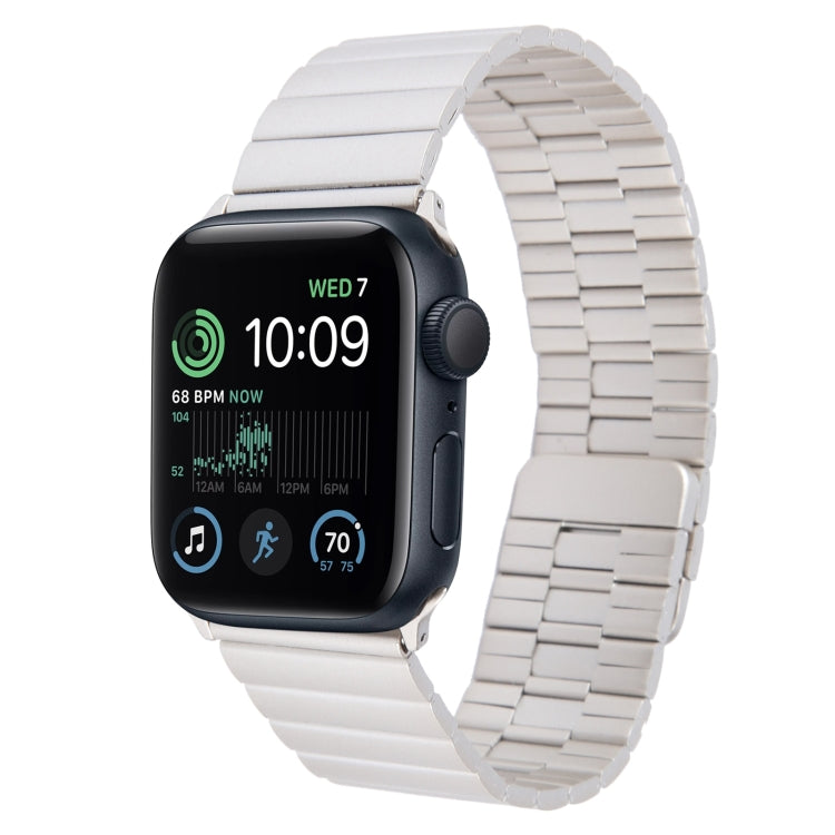 Lisslune | For Apple Watch SE 2022 44mm Bamboo Stainless Steel Magnetic Watch Band (Starlight)