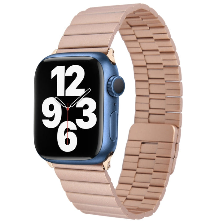 Lisslune | For Apple Watch SE 44mm Bamboo Stainless Steel Magnetic Watch Band (Rose Gold)