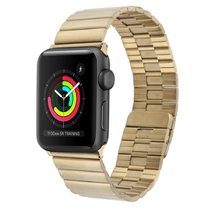 Lisslune | For Apple Watch Series 3 42mm Bamboo Stainless Steel Magnetic Watch Band (Gold)