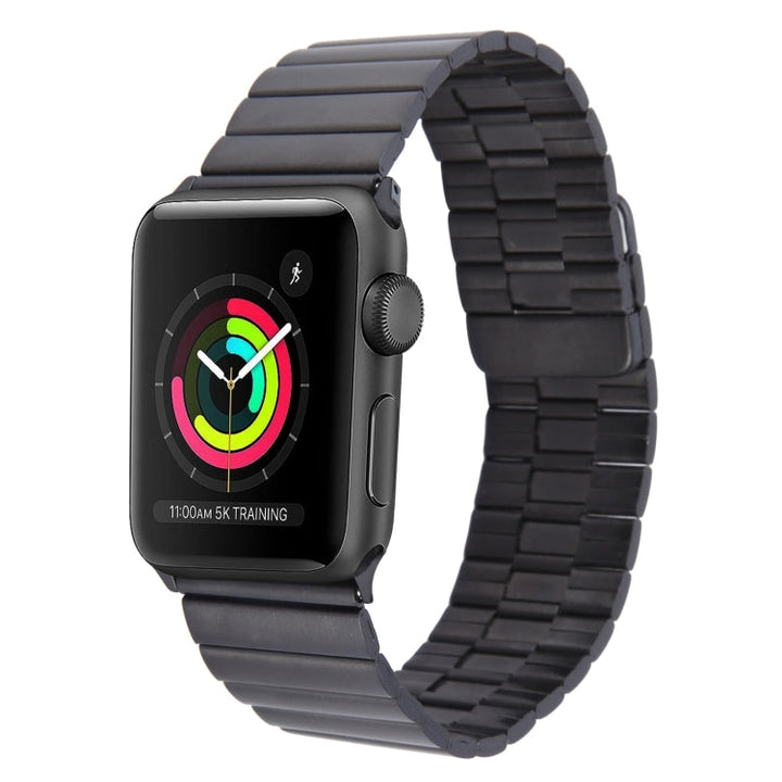 Lisslune | For Apple Watch Series 2 42mm Bamboo Stainless Steel Magnetic Watch Band (Black)