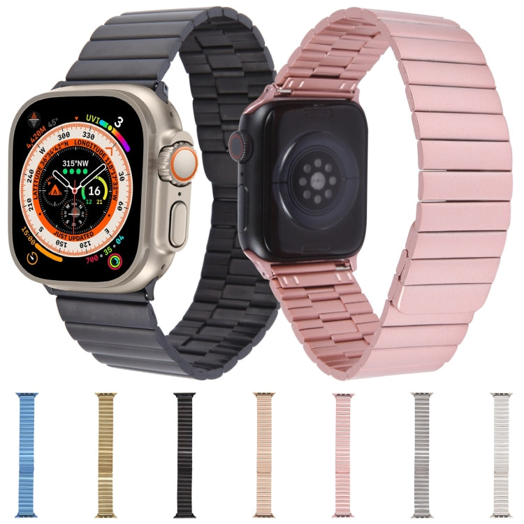 Lisslune | For Apple Watch Series 8 45mm Bamboo Stainless Steel Magnetic Watch Band (Rose Gold)