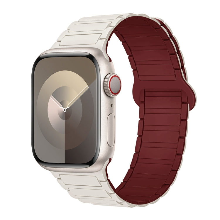 Lisslune | For Apple Watch SE 2023 40mm I-shaped magnetic silicone watch band (Starlight Burgundy)