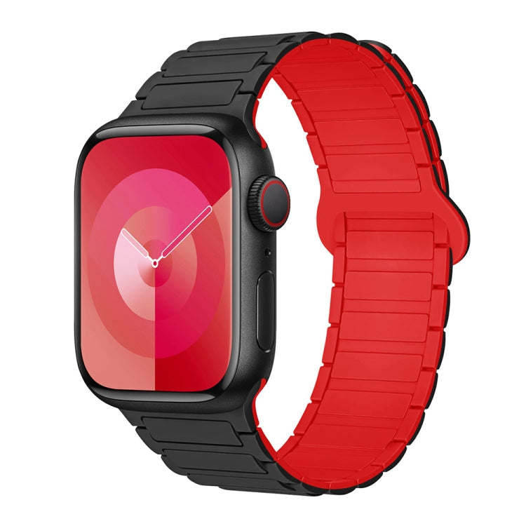 Lisslune | For Apple Watch SE 2023 40mm I-shaped magnetic silicone watch band (Black Red)