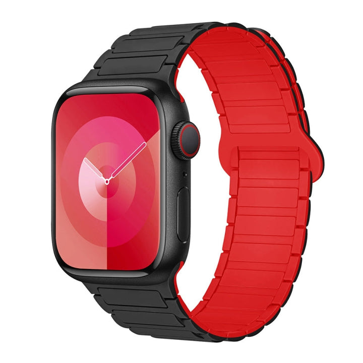 Lisslune | For Apple Watch SE 2023 40mm I-shaped magnetic silicone watch band (Black Red)