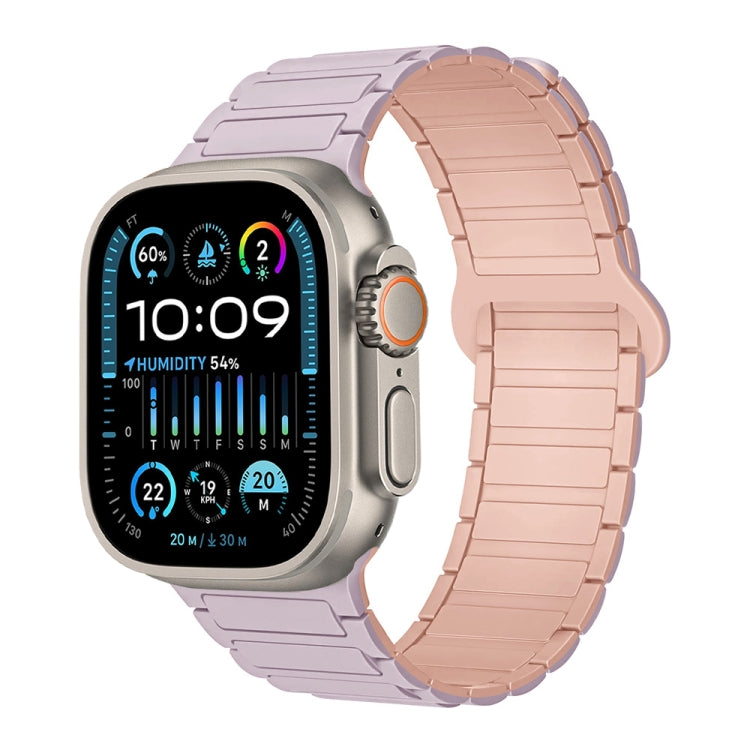 Lisslune | For Apple Watch Ultra 2 49mm I-shaped Magnetic Silicone Watch Band (Light Purple Pink)