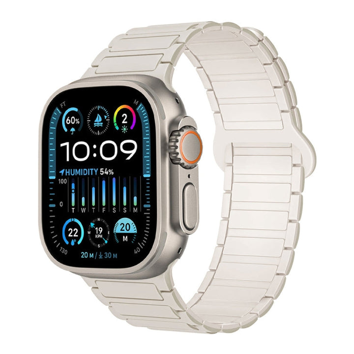 Lisslune | For Apple Watch Ultra 49mm I-shaped magnetic silicone watch strap (White Stardust)