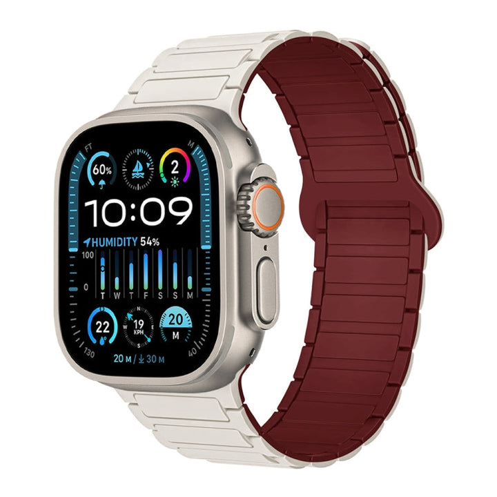 Lisslune | For Apple Watch Ultra 49mm I-shaped magnetic silicone watch band (Starlight Burgundy)