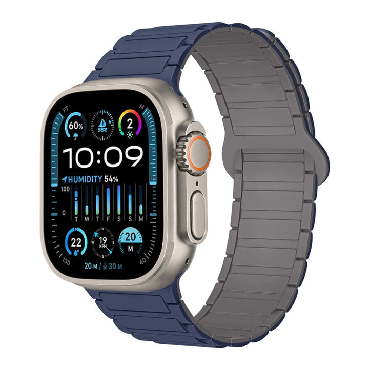 Lisslune | For Apple Watch Ultra 49mm I-shaped magnetic silicone strap (Indigo Gray)