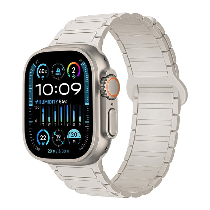 Lisslune | For Apple Watch Ultra 49mm I-shaped magnetic silicone watch band (Starlight)