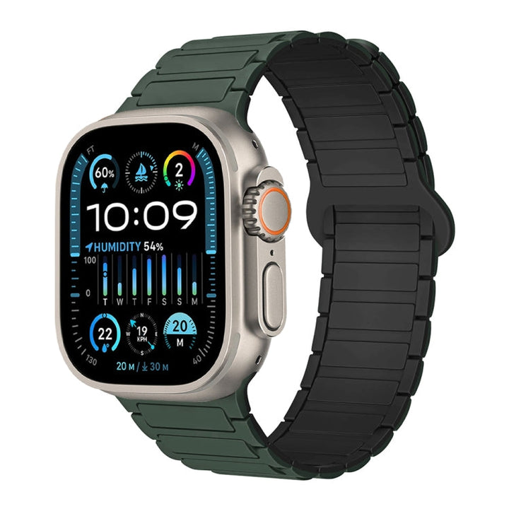 Lisslune | For Apple Watch Ultra 49mm I-shaped magnetic silicone watch band (Dark Blue Black)