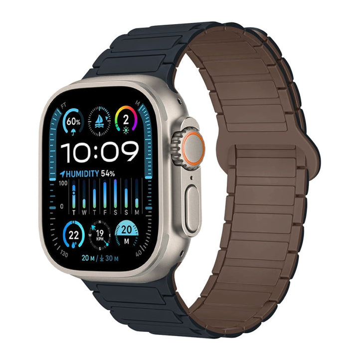 Lisslune | For Apple Watch Ultra 49mm I-shaped Magnetic Silicone Watch Band (Midnight Chocolate)
