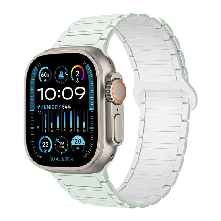 Lisslune | For Apple Watch Ultra 49mm I-shaped magnetic silicone watch band (Mint White)