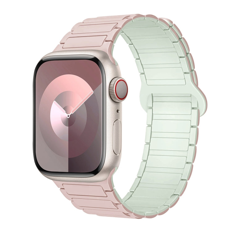 Lisslune | For Apple Watch Series 8 45mm I-shaped magnetic silicone strap (Pink Mint)