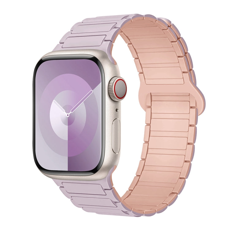 Lisslune | For Apple Watch SE 2022 44mm I-shaped magnetic silicone watch band (Light Purple Pink)