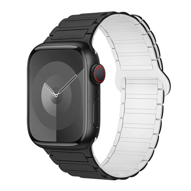 Lisslune | For Apple Watch 42mm I-shaped magnetic silicone strap (Black White)