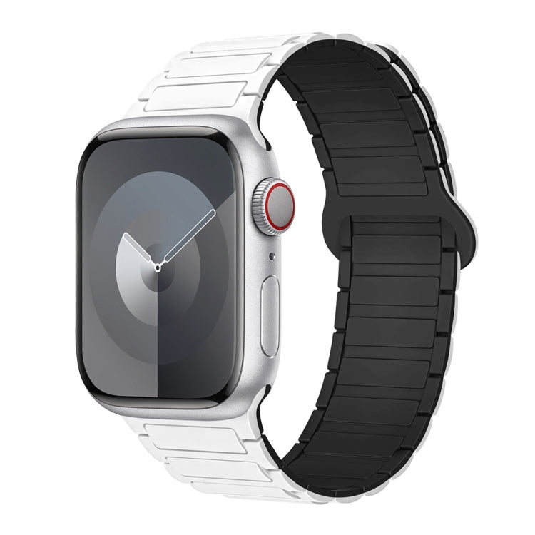 Lisslune | For Apple Watch 42mm I-shaped magnetic silicone watch band (White Black)
