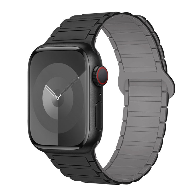 Lisslune | For Apple Watch 38mm I-shaped Magnetic Silicone Band (Black Gray)