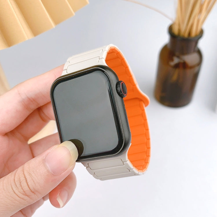 Lisslune | For Apple Watch Ultra 49mm I-shaped magnetic silicone strap (Black Orange)
