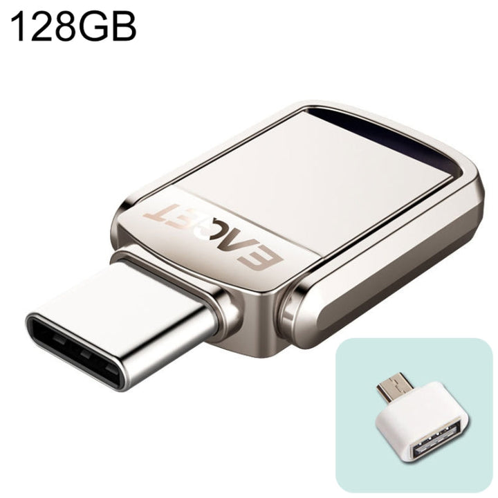 Lisslune | EAGET 128G USB 3.1 + Type-C / USB-C interface metal twister flash U disk, with micro USB OTG adapter