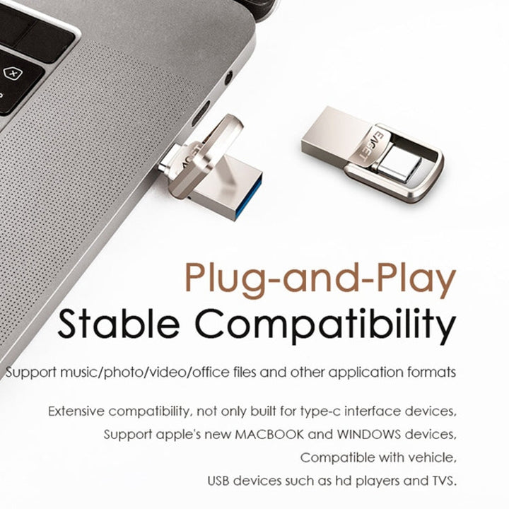 Lisslune | EAGET 64G USB 3.1 + Type-C / USB-C interface metal twister flash U-disk, with micro USB OTG adapter