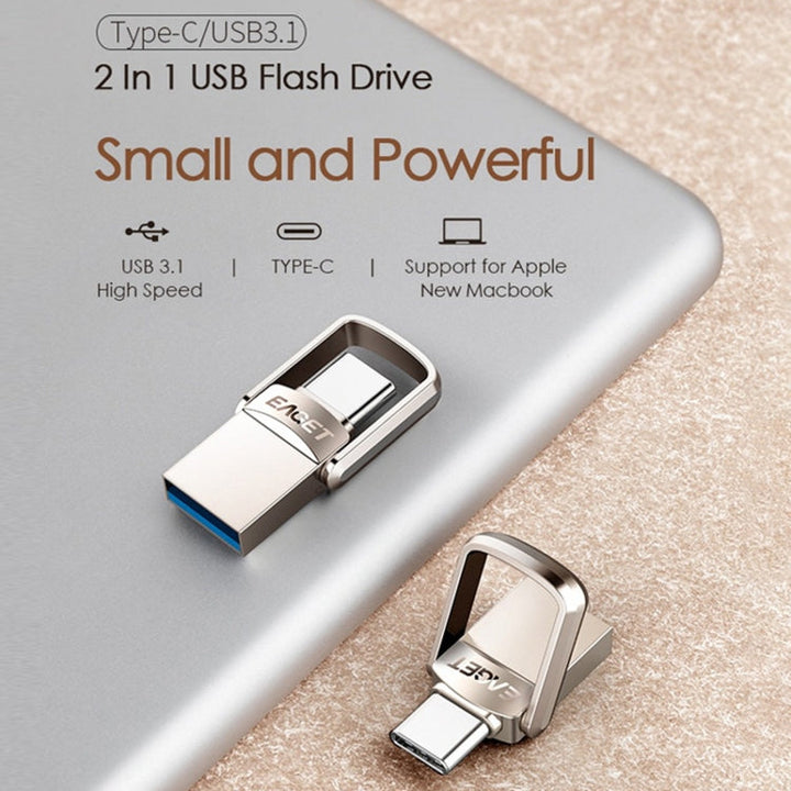Lisslune | EAGET 64G USB 3.1 + Type-C / USB-C interface metal twister flash U-disk, with micro USB OTG adapter