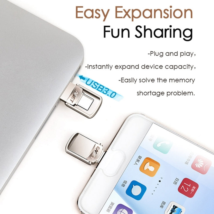 Lisslune | EAGET 64G USB 3.1 + Type-C / USB-C interface metal twister flash U-disk, with micro USB OTG adapter