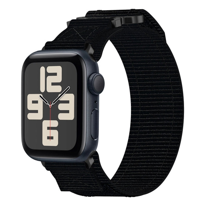 Lisslune | For Apple Watch SE 2023 44mm Nylon Hook and Loop Closure Band (Black)