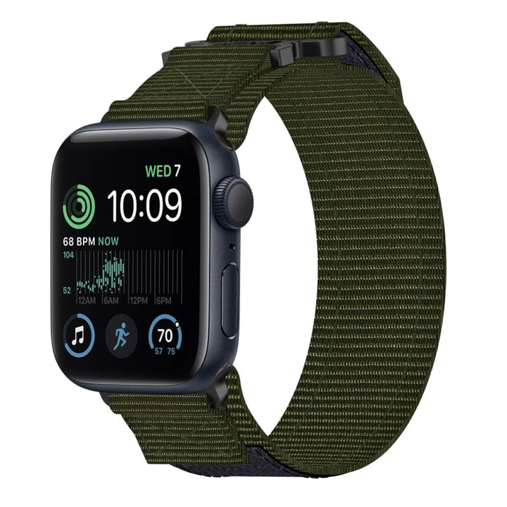 Lisslune | For Apple Watch SE 2022 44mm Nylon Velcro Watch Band (Army Green)