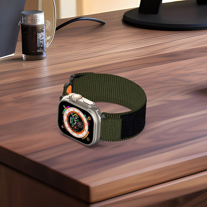 Lisslune | For Apple Watch Ultra 49mm Nylon Velcro Watch Band (Army Green)