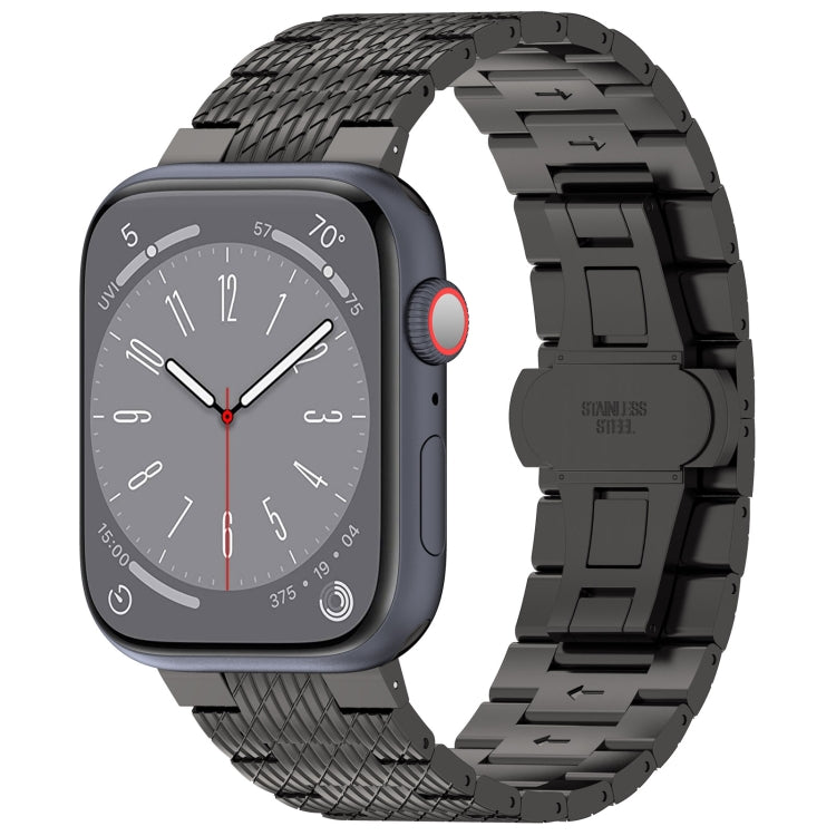 Lisslune | For Apple Watch SE 2023 44mm Twill Stainless Steel Band (Black)