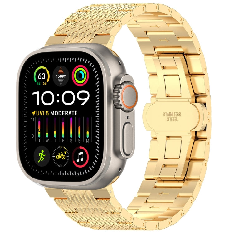 Lisslune | For Apple Watch Ultra 2 49mm Twill Stainless Steel Watch Strap (Gold)