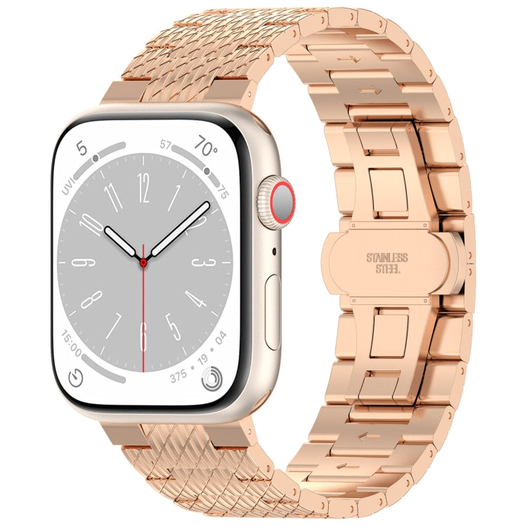 Lisslune | For Apple Watch Series 9 41mm Twill Stainless Steel Band (Rose Gold)