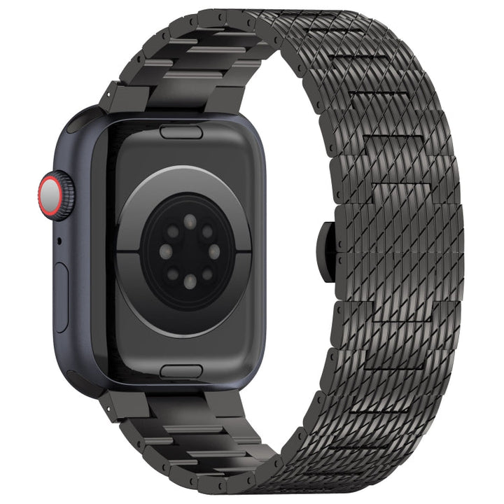 Lisslune | For Apple Watch Ultra 49mm Twill Stainless Steel Watch Band (Black)
