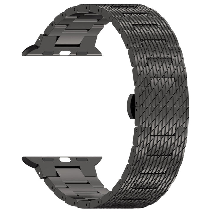 Lisslune | For Apple Watch Ultra 49mm Twill Stainless Steel Watch Band (Black)