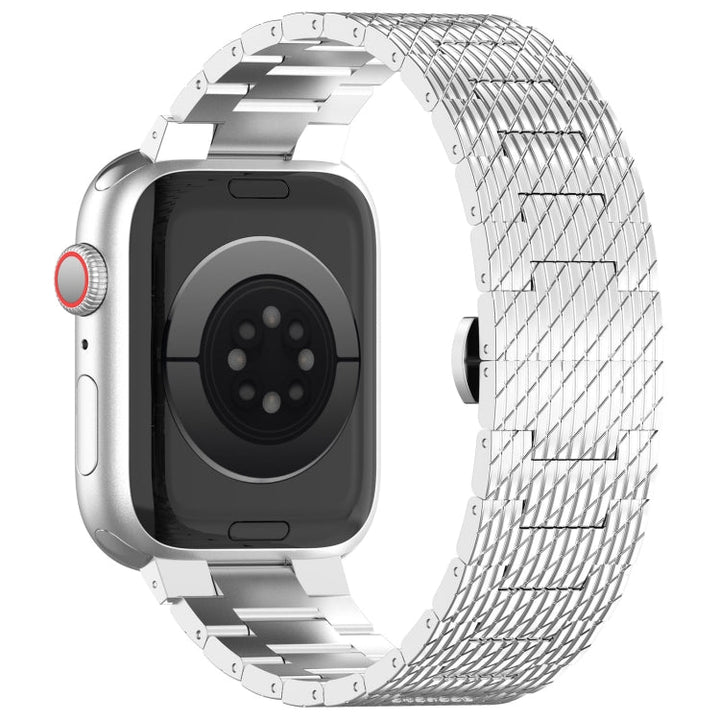 Lisslune | For Apple Watch Ultra 49mm Twill Stainless Steel Band (Silver)
