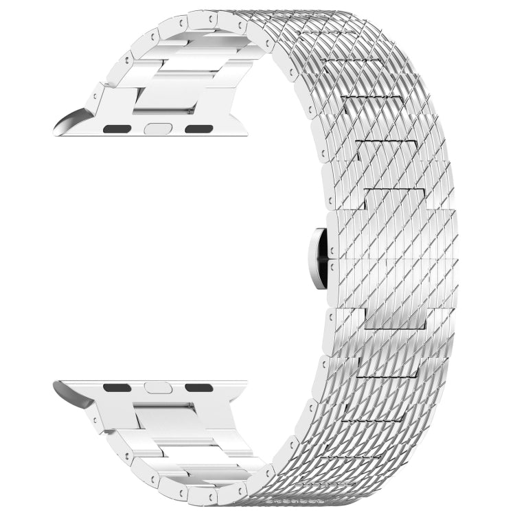Lisslune | For Apple Watch Ultra 49mm Twill Stainless Steel Band (Silver)