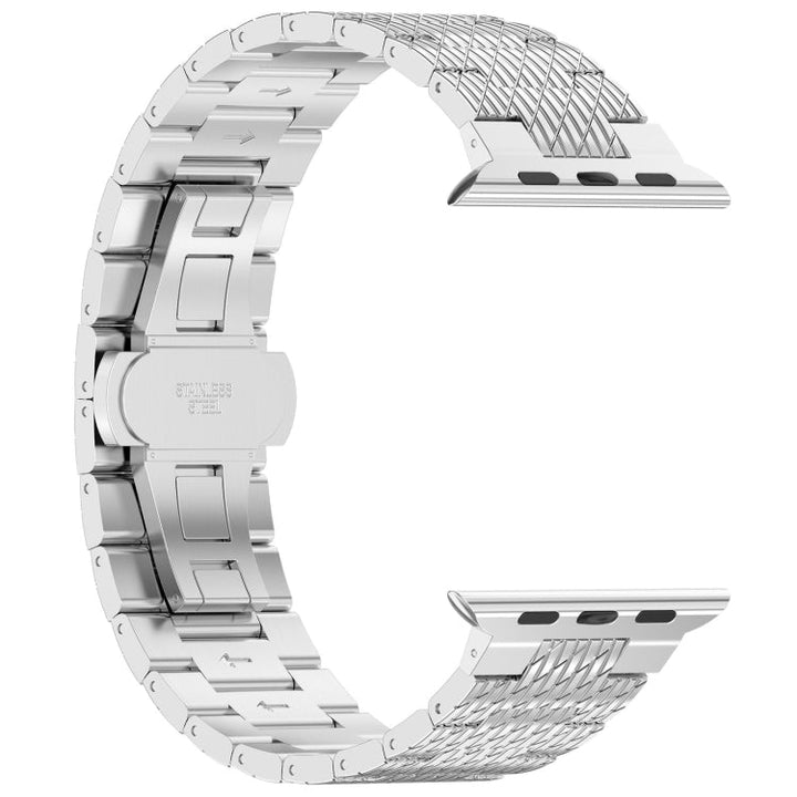Lisslune | For Apple Watch Ultra 49mm Twill Stainless Steel Band (Silver)