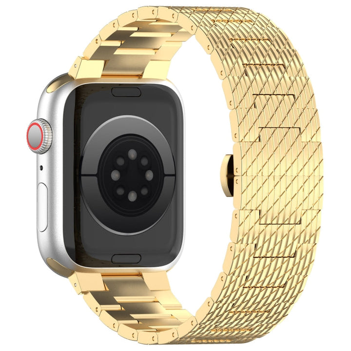 Lisslune | For Apple Watch Ultra 49mm Twill Stainless Steel Band (Gold)