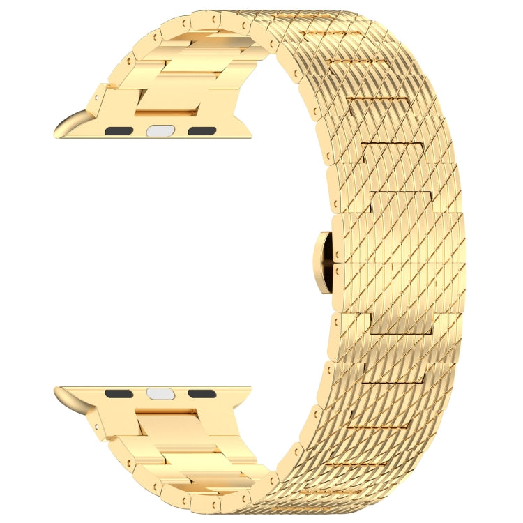 Lisslune | For Apple Watch Ultra 49mm Twill Stainless Steel Band (Gold)