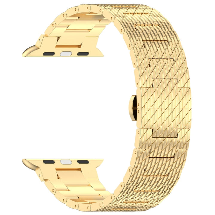 Lisslune | For Apple Watch Ultra 49mm Twill Stainless Steel Band (Gold)