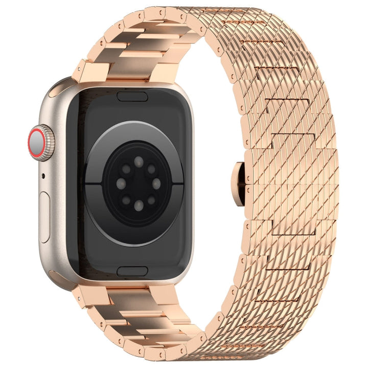 Lisslune | For Apple Watch Ultra 49mm Twill Stainless Steel Band (Rose Gold)
